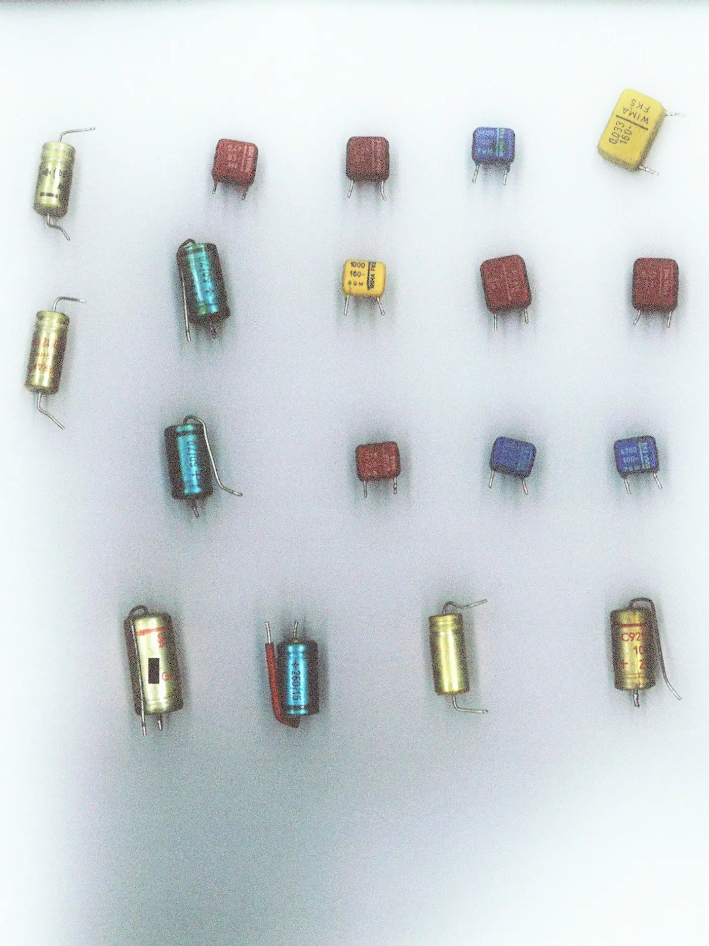 The various sizes of Capacitors